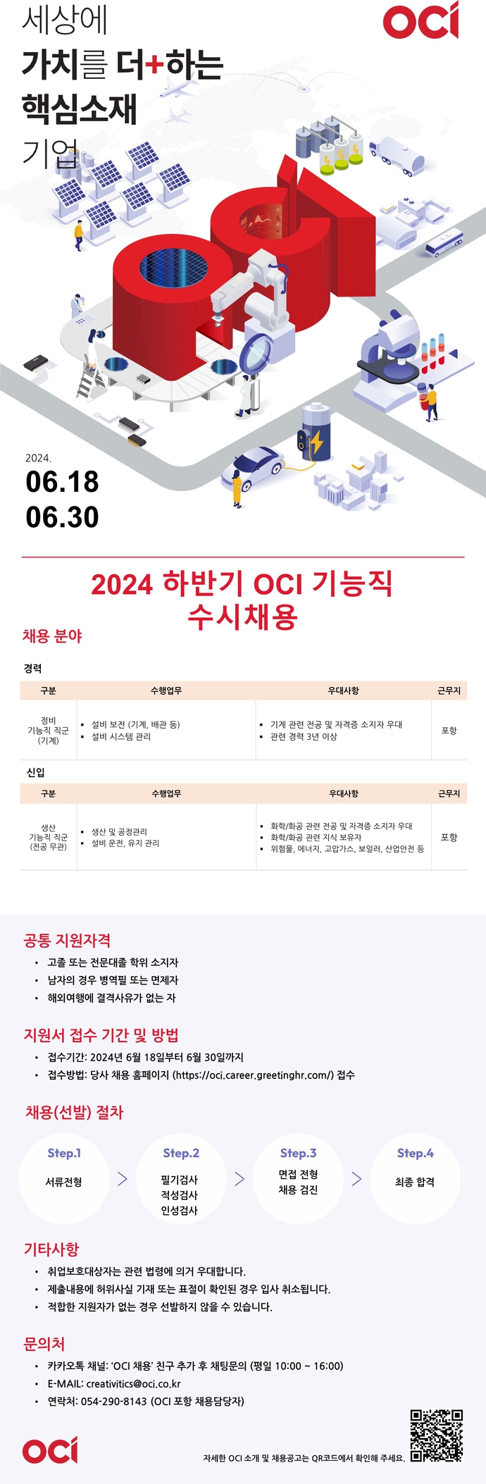 2024 OCI 포항공장 기능직 채용공고